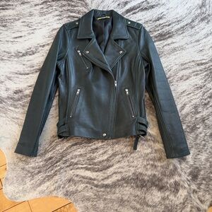 Gianni Bini Dark Green Leather Jacket